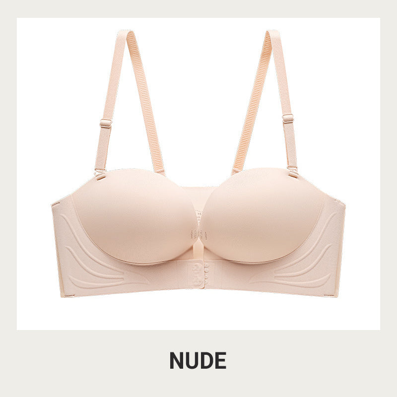 🎉55K+ Sold 👙 Invisible Strap Front Buckle Push Up Bra, Seamless Breathable Convertible Strapless Underwear🥰