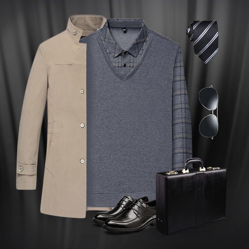 💖Limited Sale 48% OFF💖Men's Faux Two-Piece Long Sleeve Top