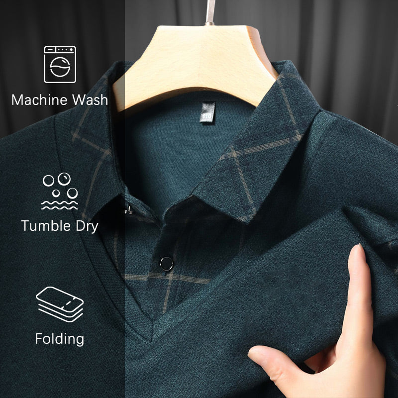 💖Limited Sale 48% OFF💖Men's Faux Two-Piece Long Sleeve Top
