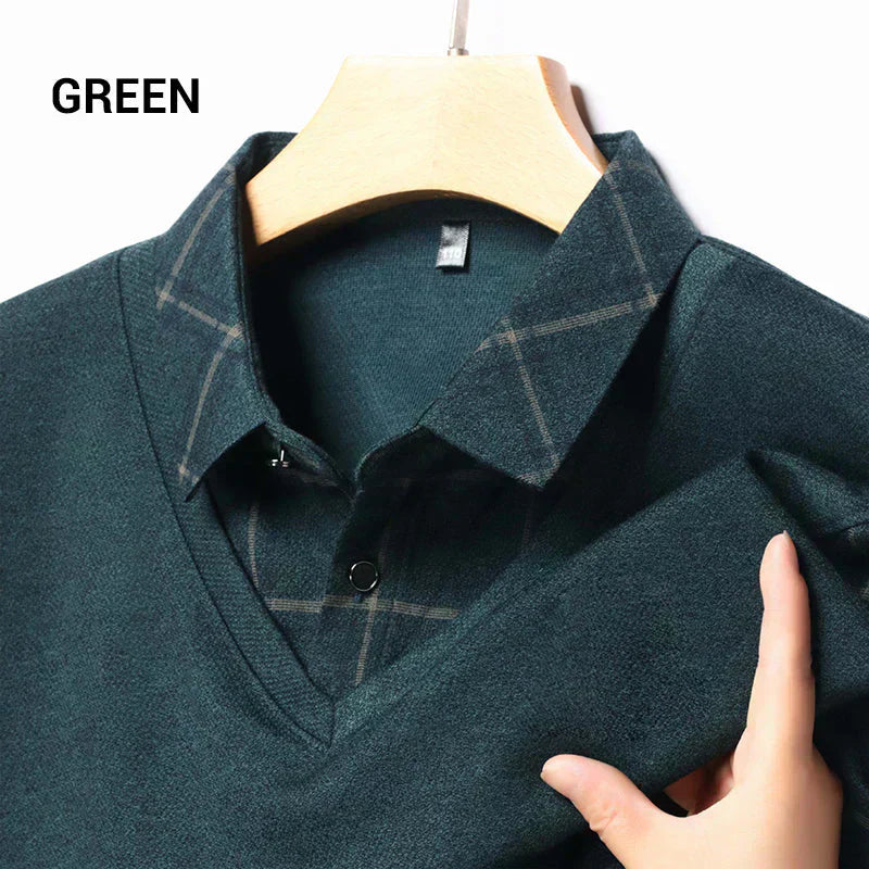 💖Limited Sale 48% OFF💖Men's Faux Two-Piece Long Sleeve Top