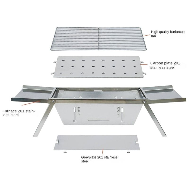 🔥🔥🔥Stainless Steel Folding Outdoor Barbecue