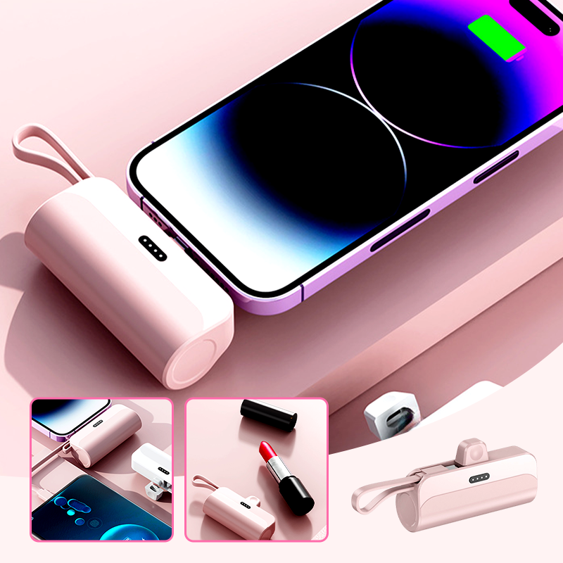 Portable High-Capacity Power Bank with Built-in Cables