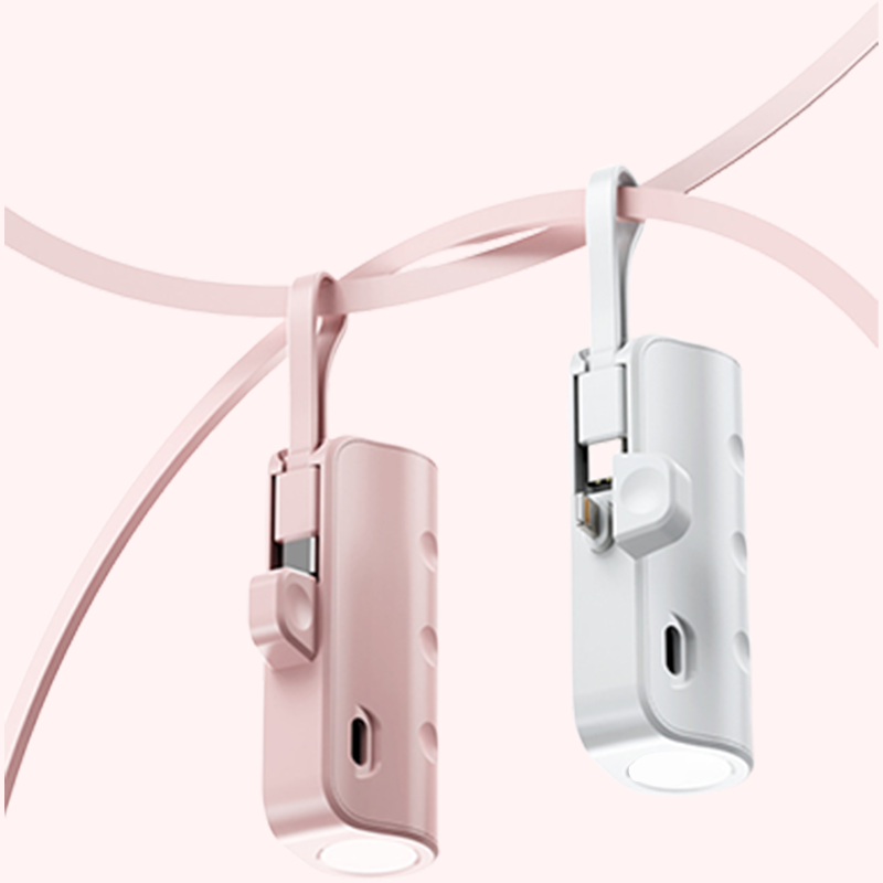 Portable High-Capacity Power Bank with Built-in Cables