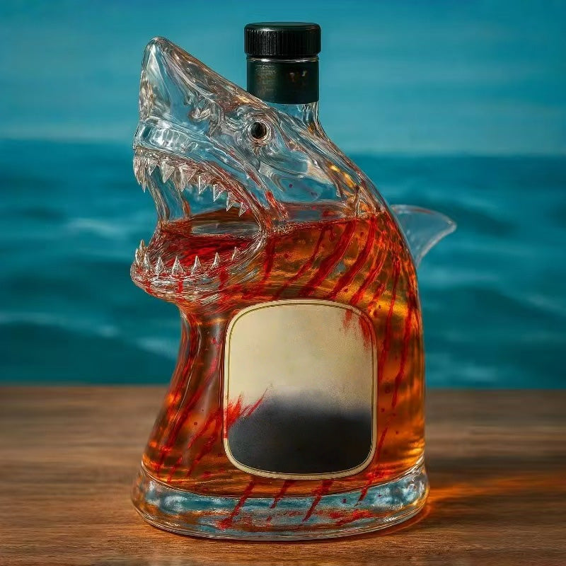 Shark-Shaped Whiskey Decanter Glass Bottle