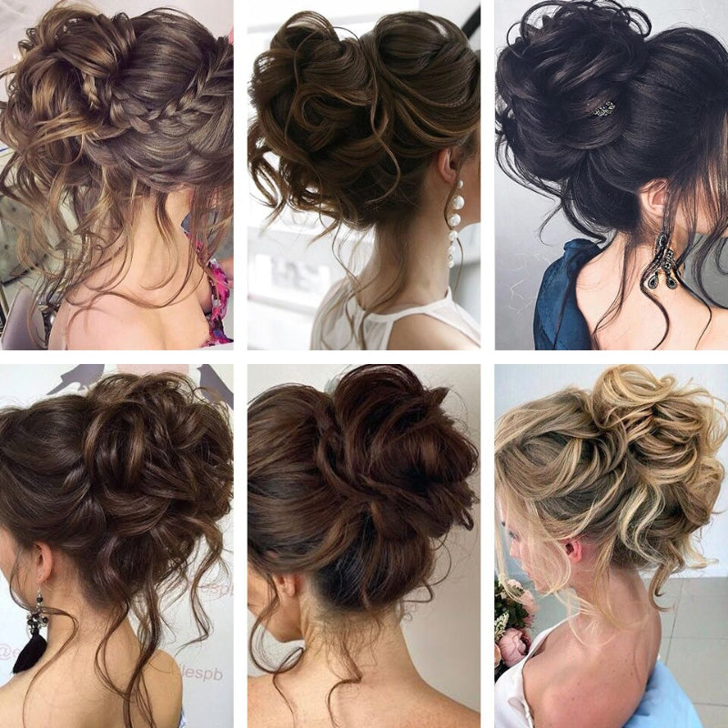 💁‍♀️LAST DAY - BUY 1 GET 1 FREE + FREE HAIRPIN!!🎁💗Messy Curly Hair Bun Scrunchie Extensions