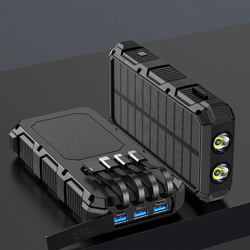 High-Capacity Solar Power Bank with Built-in Light