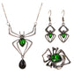 Halloween Green Artificial Gemstone Jewelry Three-Piece Set