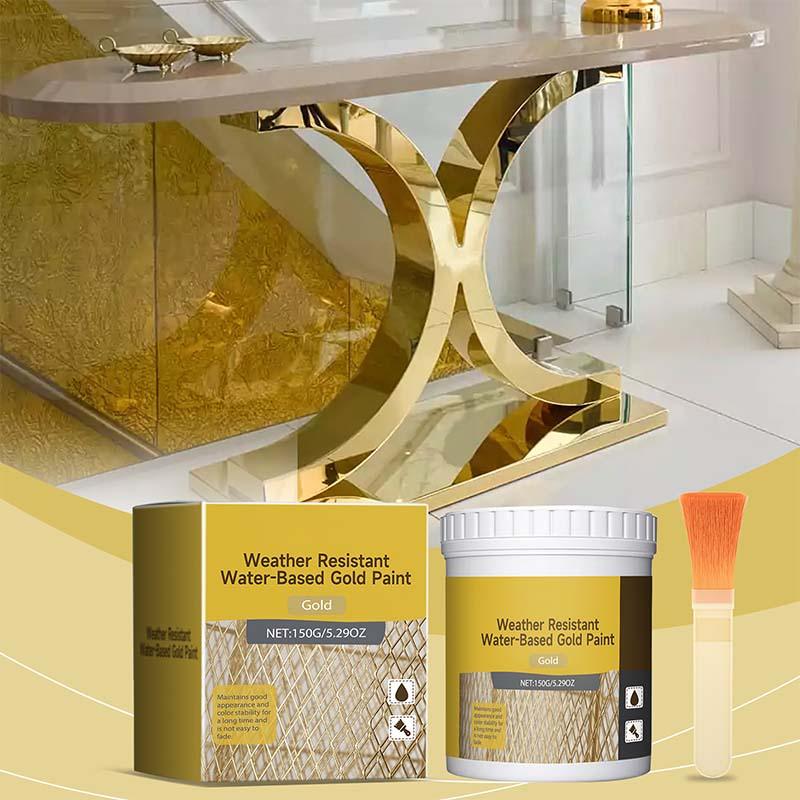 ✨ 🏡 Weather-Resistant Gold Paint – Rich Foil Effect, Fast-Drying – For Wood, Metal & Stone – A Touch of Luxury 💛