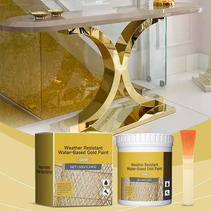 ✨ 🏡 Weather-Resistant Gold Paint – Rich Foil Effect, Fast-Drying – For Wood, Metal & Stone – A Touch of Luxury 💛