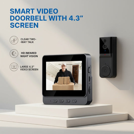 Cordless Smart Video Doorbell with 4.3" Screen