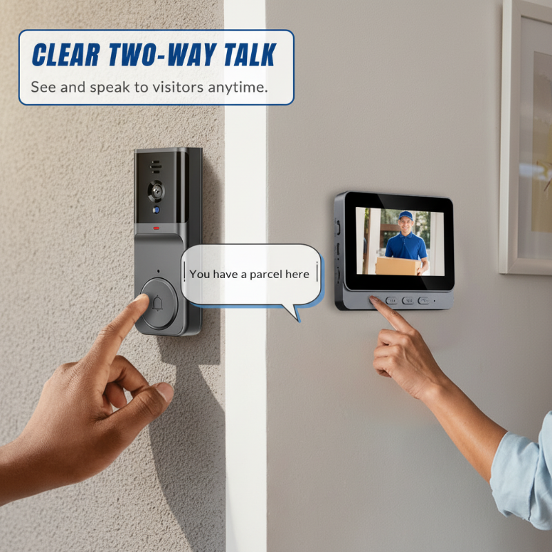 Cordless Smart Video Doorbell with 4.3" Screen
