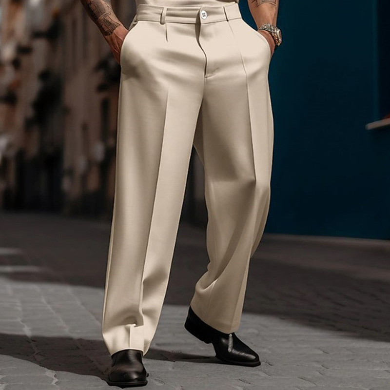 💎 50% OFF! 💎 Men’s Casual Pleated Wide-Leg Pants – Breathable Polyester, Modern Silhouette & Functional Pockets 👖✨