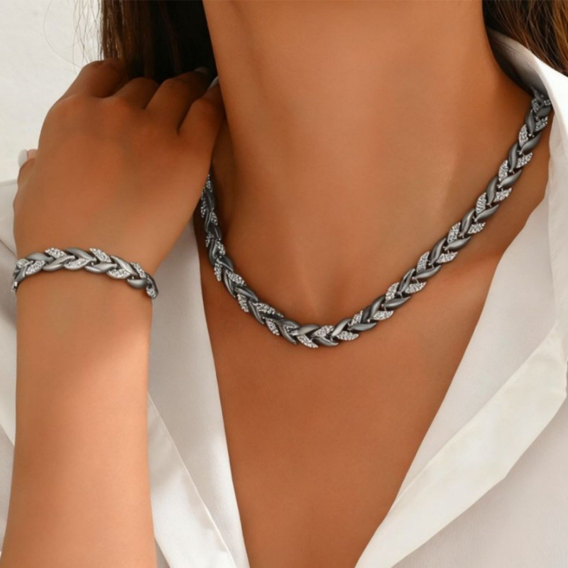 💎 50% OFF NOW! ✨ Adjustable Rhinestone Leaf Link Necklace & Bracelet Set – Elegant Design, Sparkling Crystals & Perfect Gift 🍃