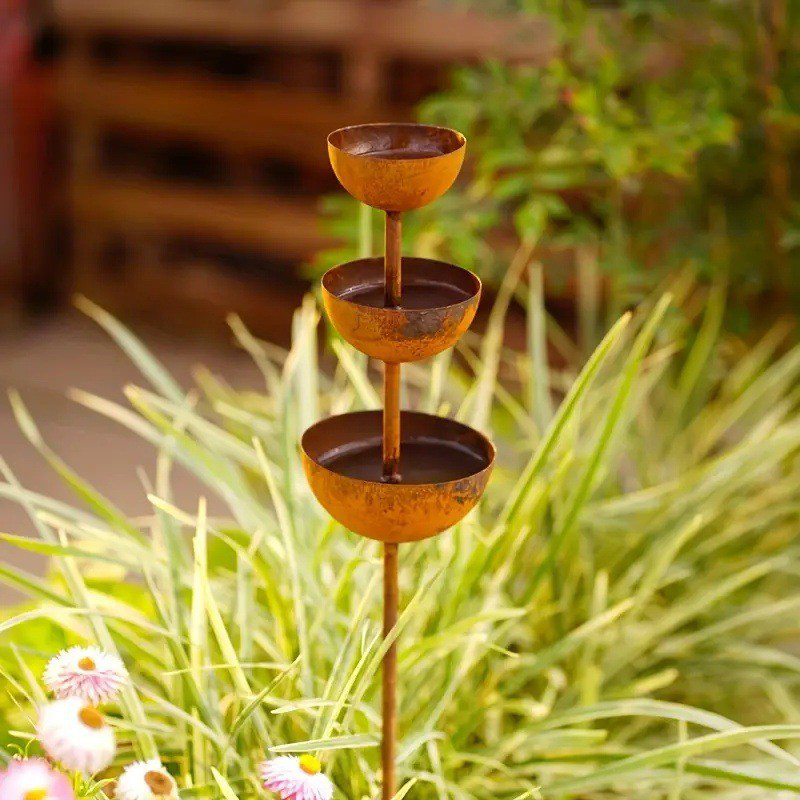 🔥🔥Buy 2 Get 1 Free☔️3-Tier Rustic Metal Bird Feeder & Drinker Stake