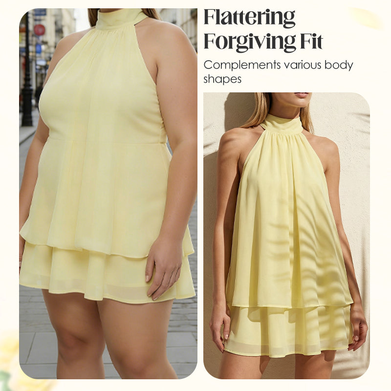 🥳2026 HOT SALE🥳💞50K+ SOLD!💕🌸 50% OFF! Women’s Halter Mini Dress – Relaxed forgiving fit, drapes beautifully. Striking backless style keeps you cool. Dress up or down with ease. Sizes S-2XL. 👗✅