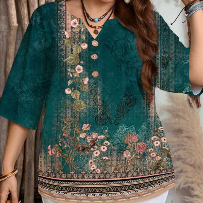 👚Women's Casual Button-Front V-Neck Top