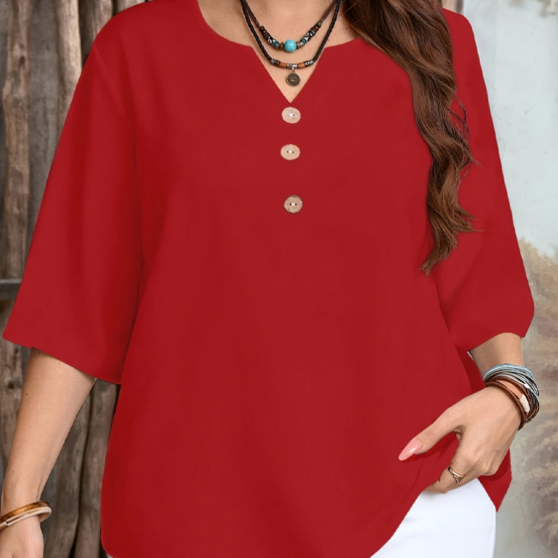 👚Women's Casual Button-Front V-Neck Top