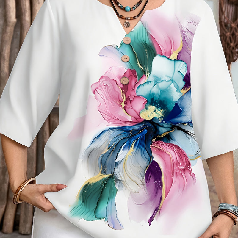 👚Women's Casual Button-Front V-Neck Top