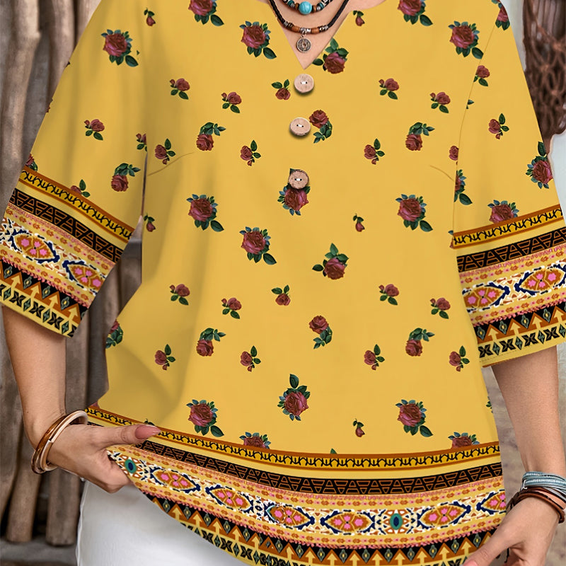 👚Women's Casual Button-Front V-Neck Top