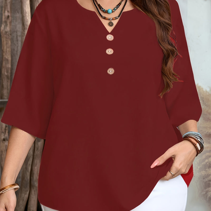 👚Women's Casual Button-Front V-Neck Top