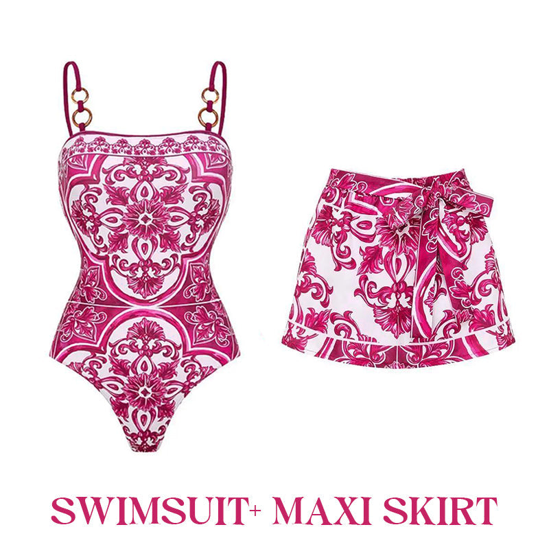 🔥HOT SALE 50% OFF! One-Piece Swimsuit with Matching Skirt Set