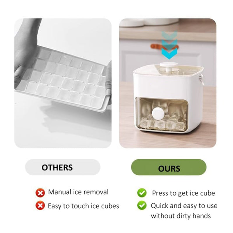 🔥Essentials for Summer🧊2 Tier Convenient Push-In Ice Cube Mold with Tray Case