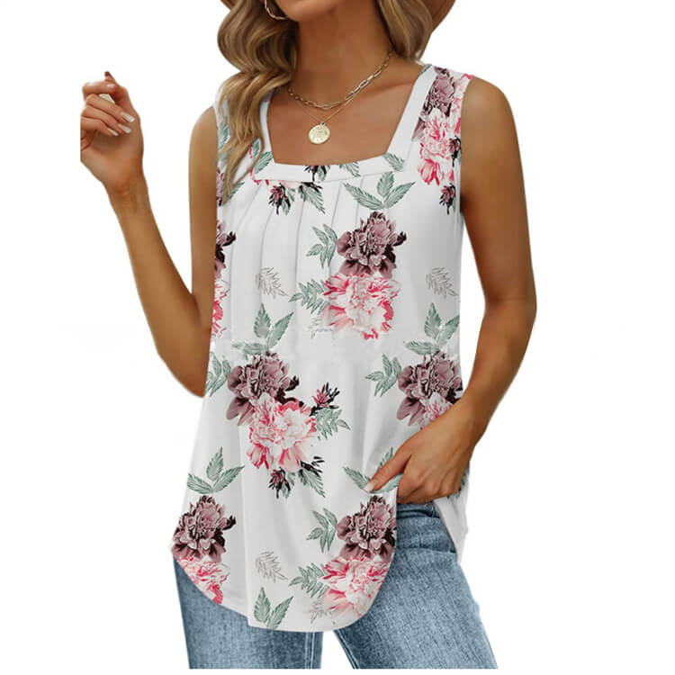 📢📢50% OFF !! ⏰Women's Square Neck Sleeveless Vest T-Shirt