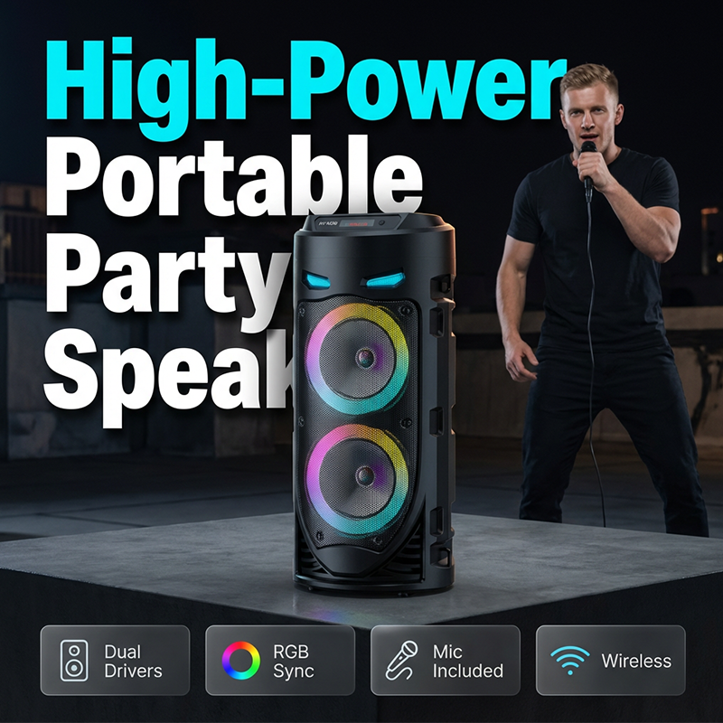🎤💞50K+ SOLD!🔊 50% OFF! Portable Bluetooth Speaker with Mic – 16W loud sound, RGB lights & wired microphone. Perfect for karaoke, square dancing & outdoor stalls. Grab & go with shoulder strap. 🕺✨
