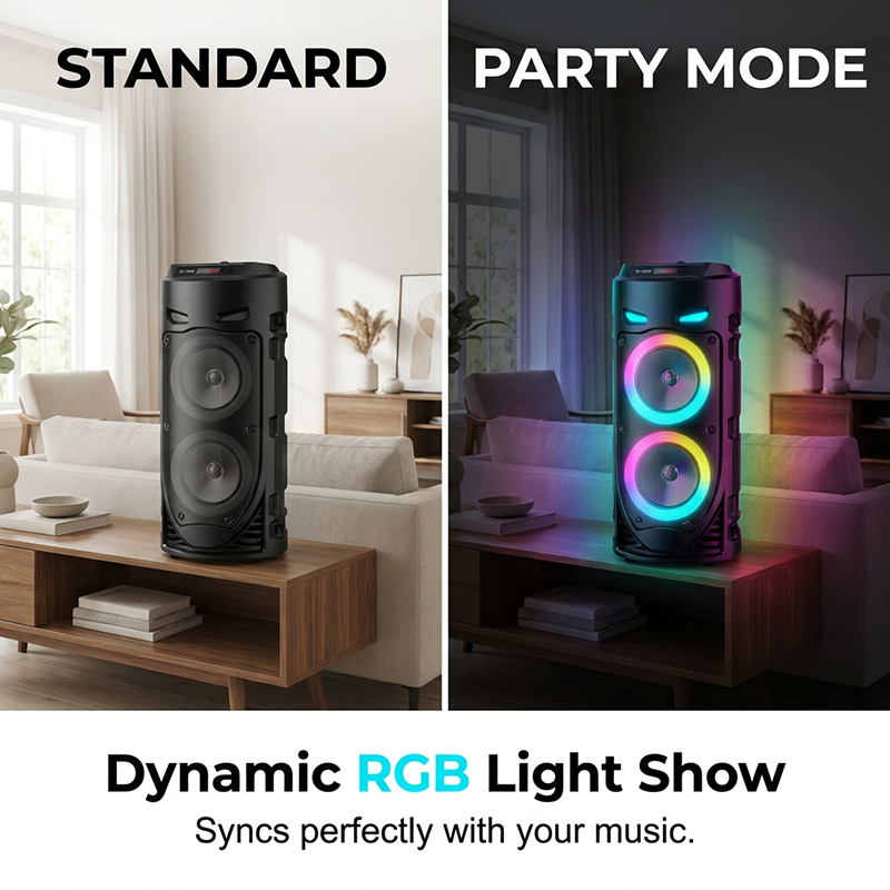 🎤💞50K+ SOLD!🔊 50% OFF! Portable Bluetooth Speaker with Mic – 16W loud sound, RGB lights & wired microphone. Perfect for karaoke, square dancing & outdoor stalls. Grab & go with shoulder strap. 🕺✨