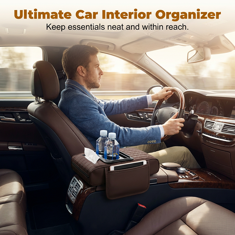 🚗🔥 Sold 10000+ ✅ Multifunctional Car Console Storage Box & Armrest 📦