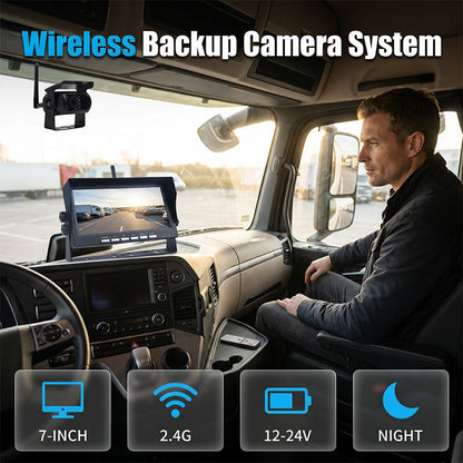 🥳50K+ SOLD!🚛7″ Wireless Backup Camera System – Stable 2.4G signal, 12V‑24V. Perfect for trucks & RVs. 🛡️✨