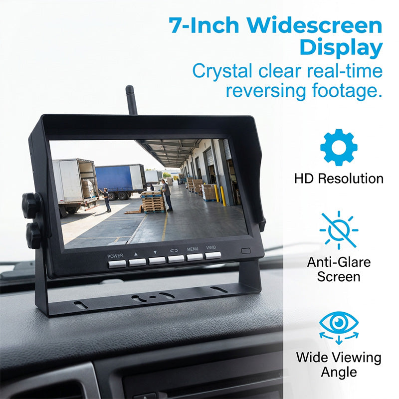 🥳50K+ SOLD!🚛7″ Wireless Backup Camera System – Stable 2.4G signal, 12V‑24V. Perfect for trucks & RVs. 🛡️✨