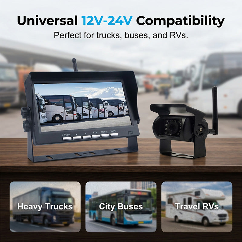 🥳50K+ SOLD!🚛7″ Wireless Backup Camera System – Stable 2.4G signal, 12V‑24V. Perfect for trucks & RVs. 🛡️✨