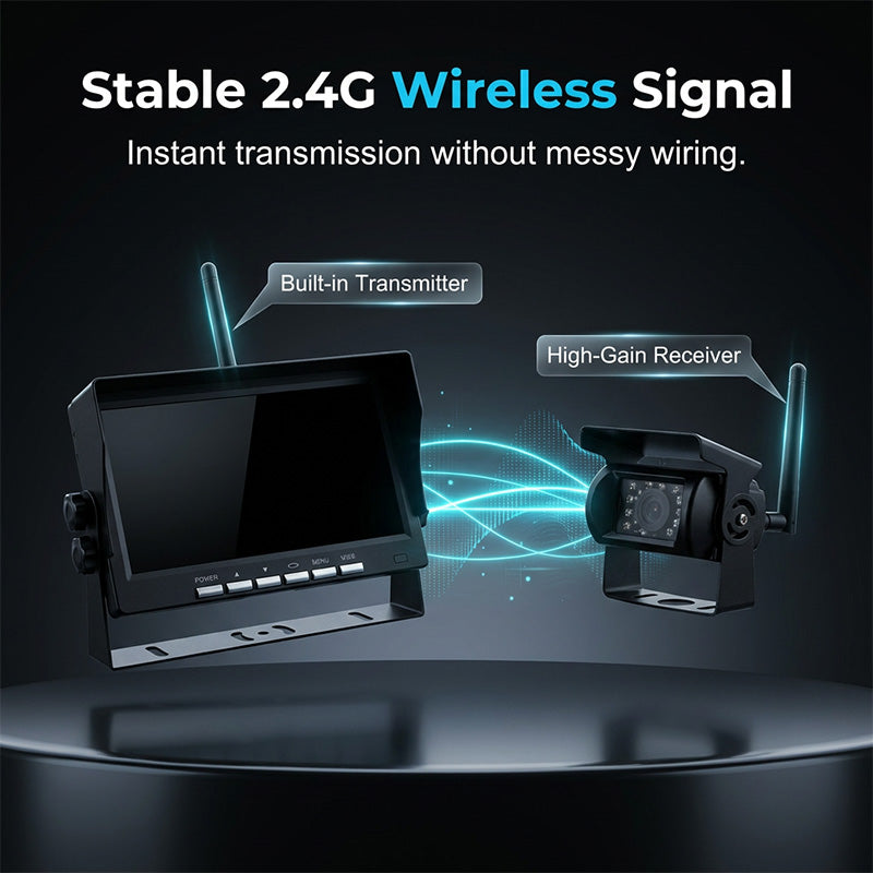 🥳50K+ SOLD!🚛7″ Wireless Backup Camera System – Stable 2.4G signal, 12V‑24V. Perfect for trucks & RVs. 🛡️✨