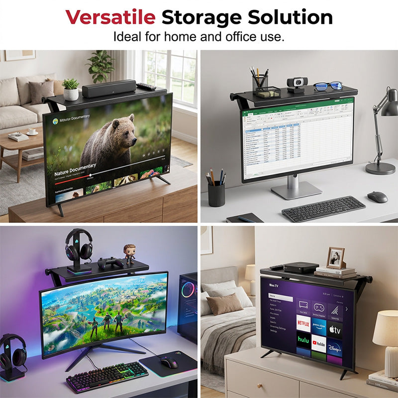 No-Drill Adjustable Screen Top Shelf