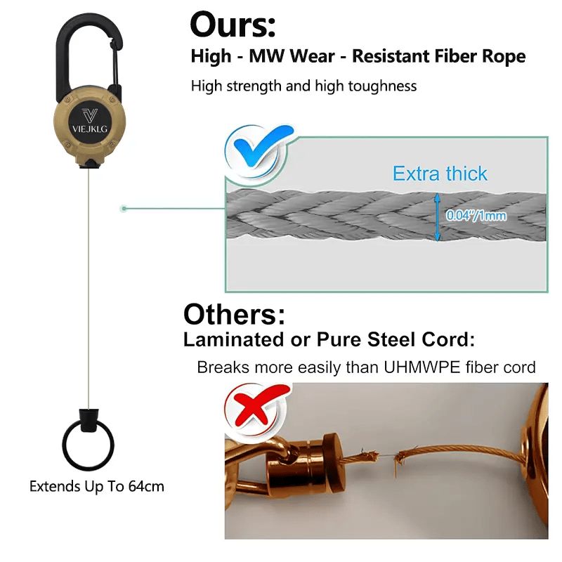 💥More Buy More Discount💥🏆Retractable Carabiner Keychain 🎣 – 65cm Steel Cord, Heavy-Duty Badge Reel, Lightweight EDC Tool for Keys, ID & Outdoor Use