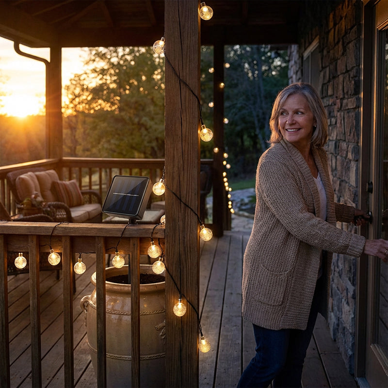 Waterproof Bubble Solar String Lights for Patio