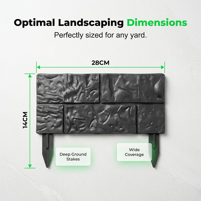 Interlocking Faux Stone Garden Edging✨Decorative No-Dig Lawn Border Fence for Yard & Flower Bed