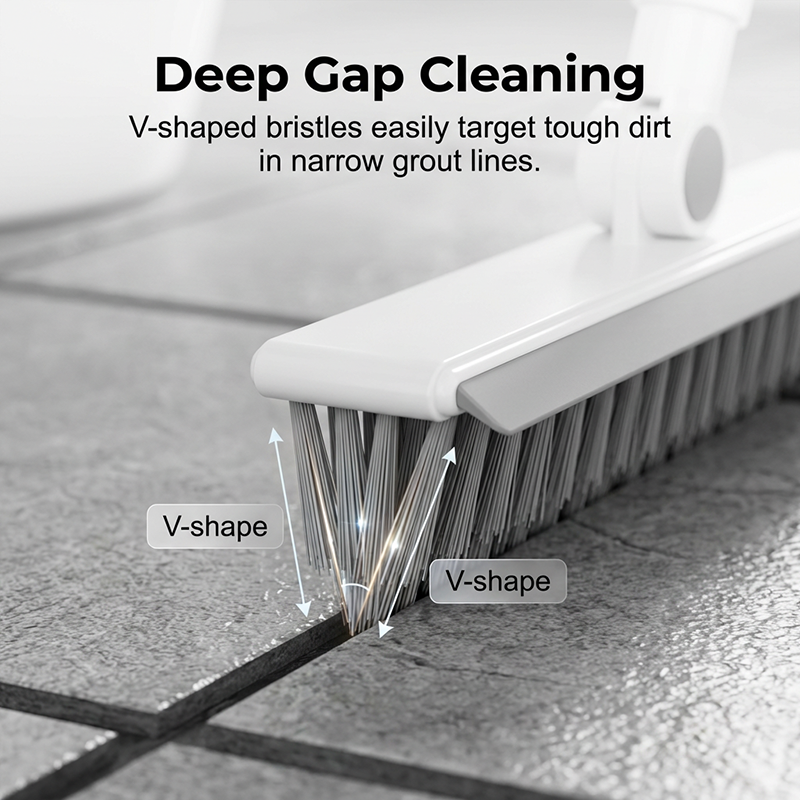 🔥Only £9.99 Last Day Promotion!🎁2-in-1 Grout & Corner Scrubber Brush with Squeegee🧹