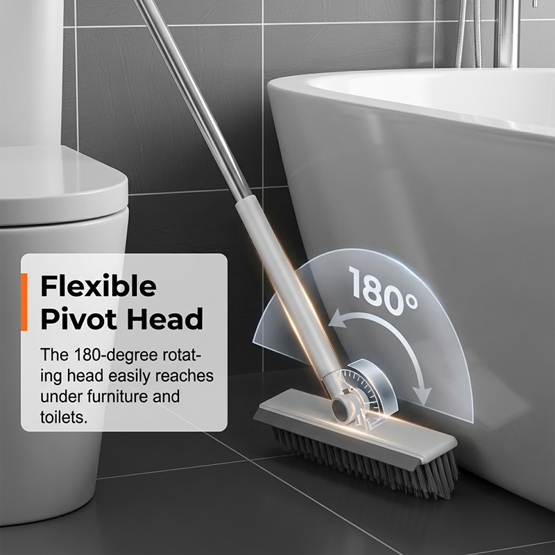 🔥Only £9.99 Last Day Promotion!🎁2-in-1 Grout & Corner Scrubber Brush with Squeegee🧹
