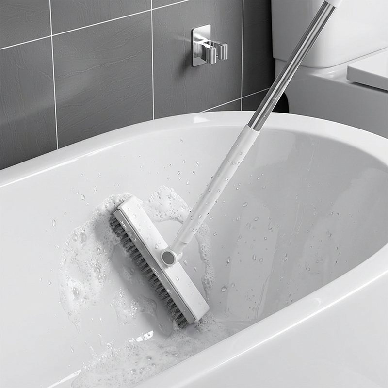 🔥Only £9.99 Last Day Promotion!🎁2-in-1 Grout & Corner Scrubber Brush with Squeegee🧹