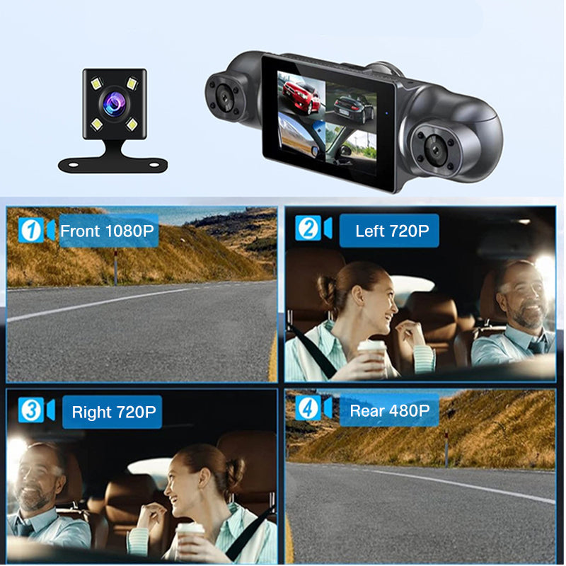 🔥Limited Time 50% OFF🔥1080p 4-Channel Dash Cam with G-Sensor