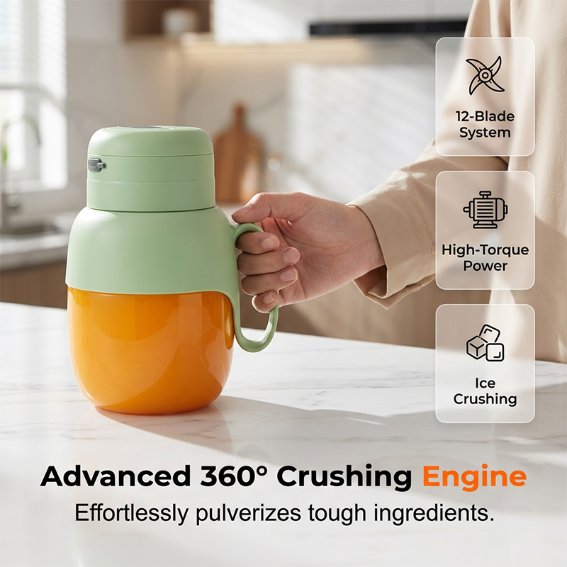 High-Power Portable Blender with 12-Blade System