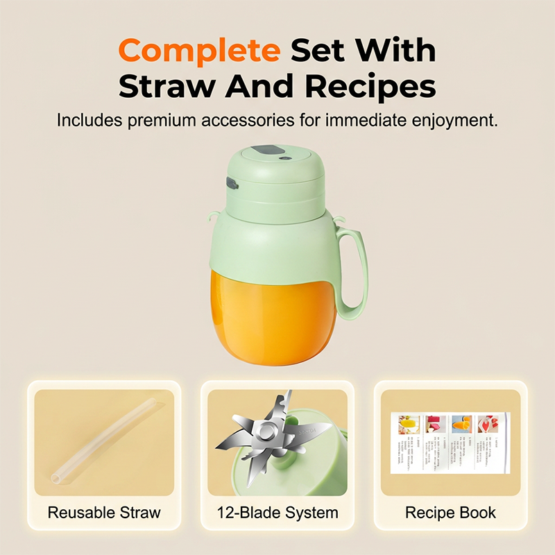 High-Power Portable Blender with 12-Blade System