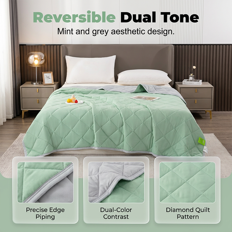 🛏️🌙 Cooling Quilt for Summer – Sweat-free, dual-tone, airy, and gentle on skin❄️
