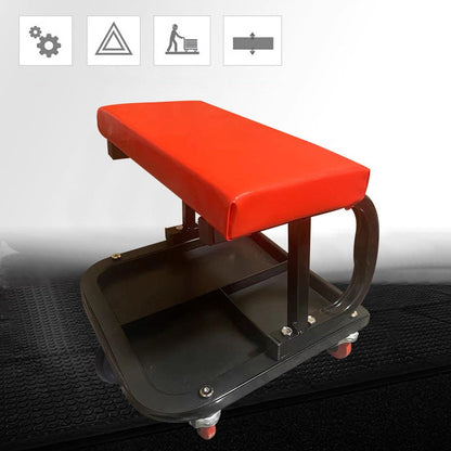 Rolling Shop Stool for Garage with Tool Organizer Tray