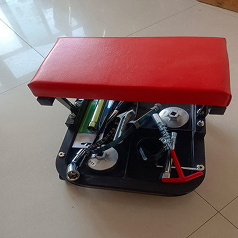 Rolling Shop Stool for Garage with Tool Organizer Tray