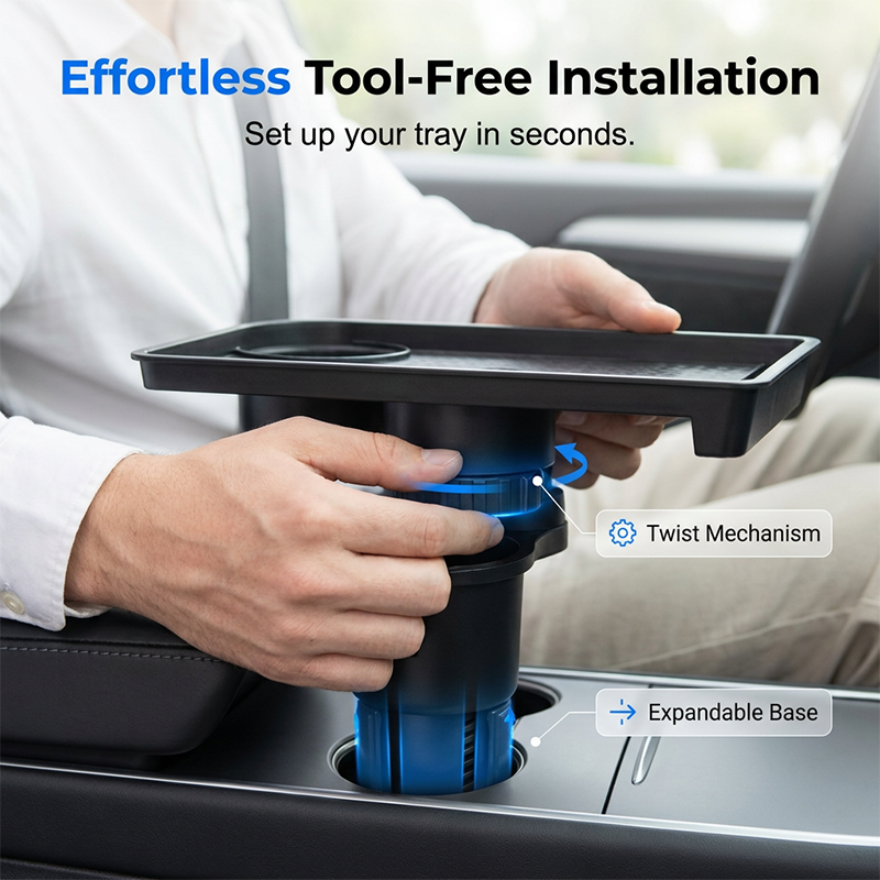Car Cup Holder Expander with Tray