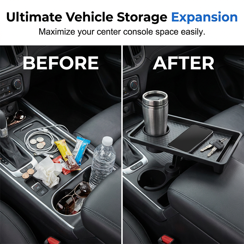 Car Cup Holder Expander with Tray