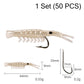 50PCS Lifelike Shrimp Lures Set with Hooks